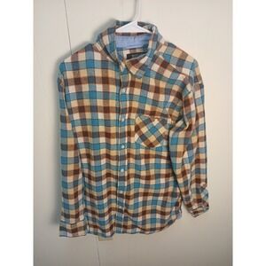 Bogari Size Large Long Sleeve Button Front Flannel‎ Plaid Shirt